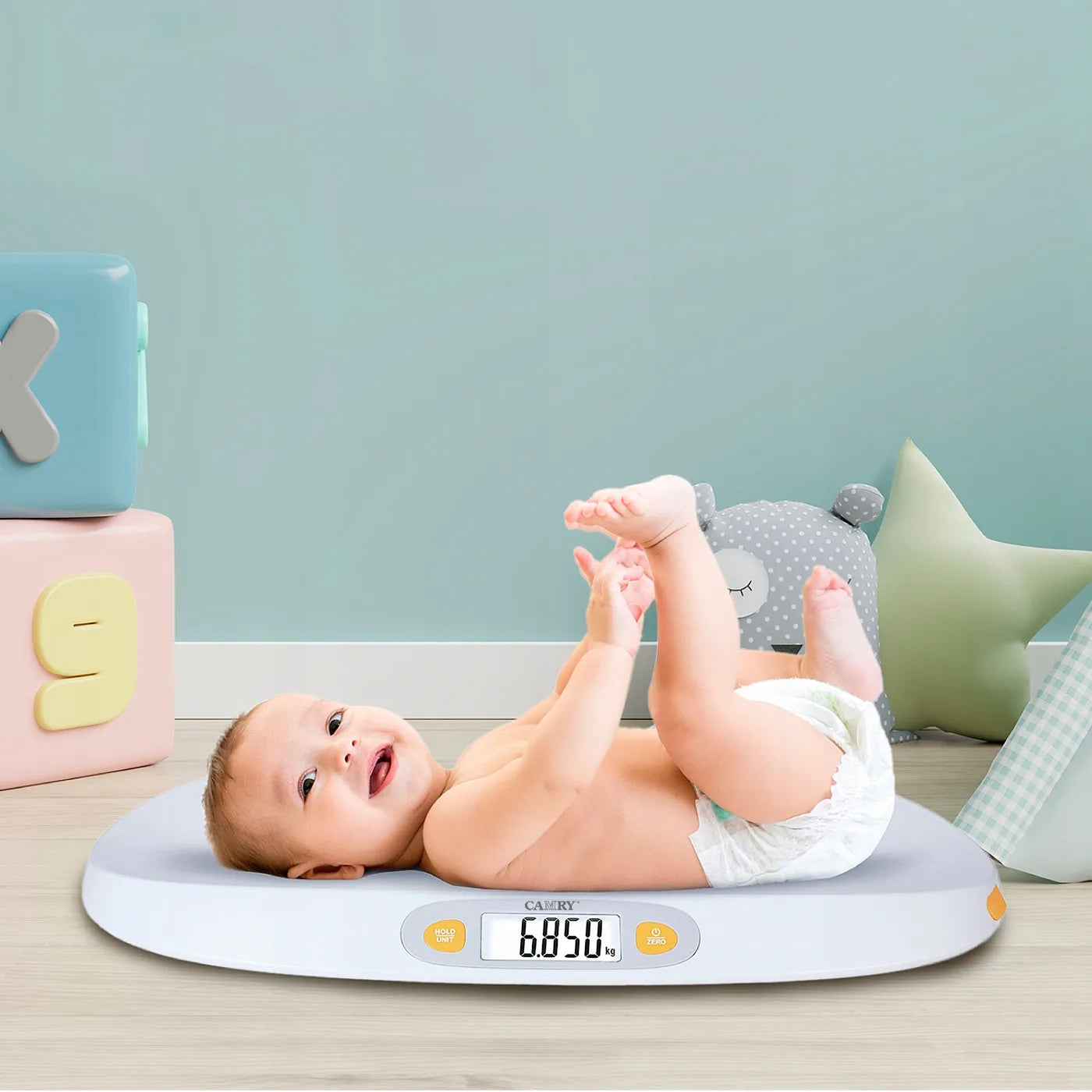 Balanza Digital Inteligente Pediátrica + Cinta Métrica Retráctil Camry