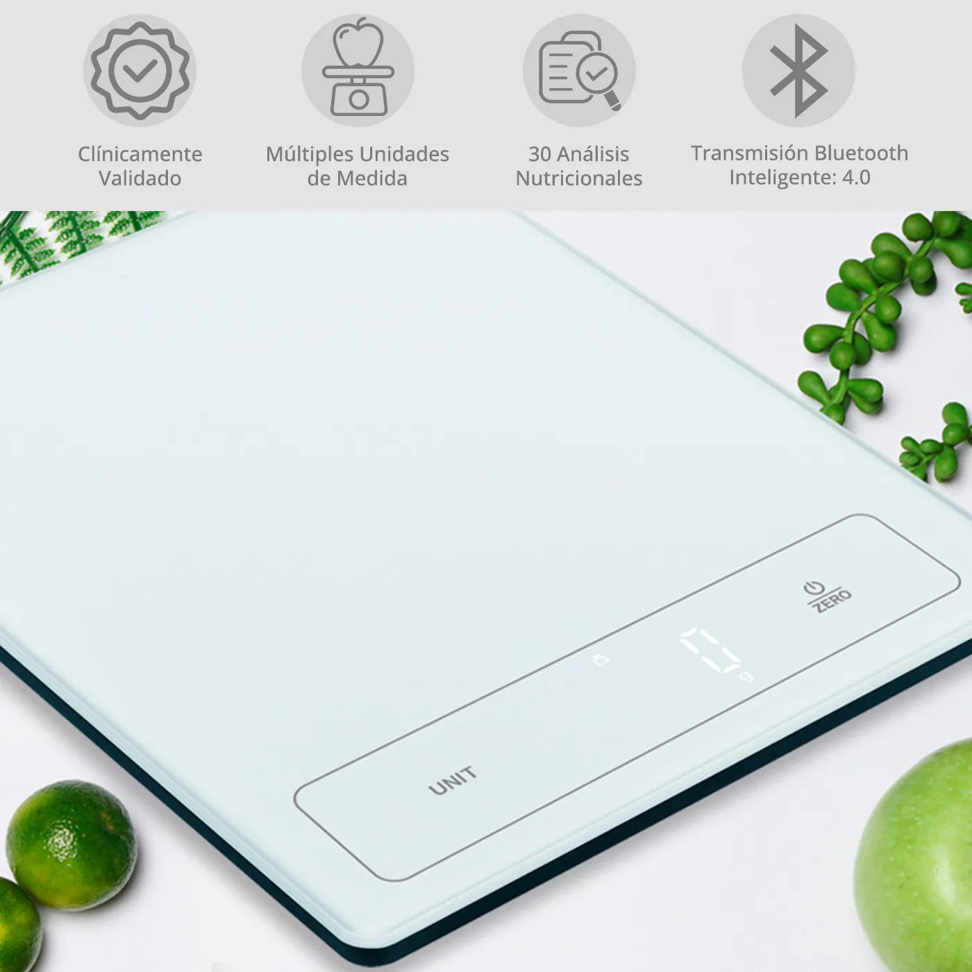 Báscula Nutricional Inteligente + Bluetooth