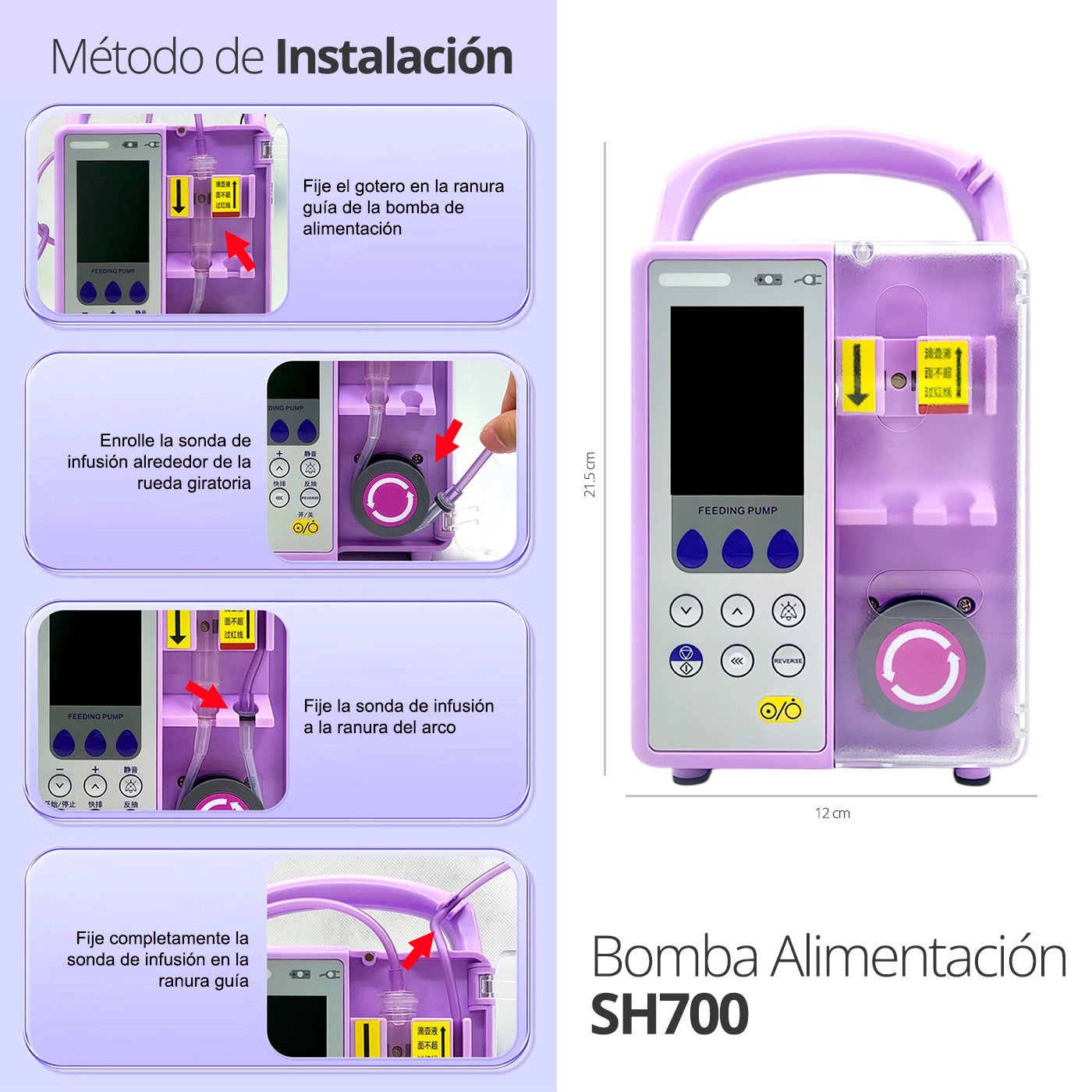 Panel de control de la bomba de alimentación Sinohero SH-700, botones para ajustar el caudal y otras funciones.