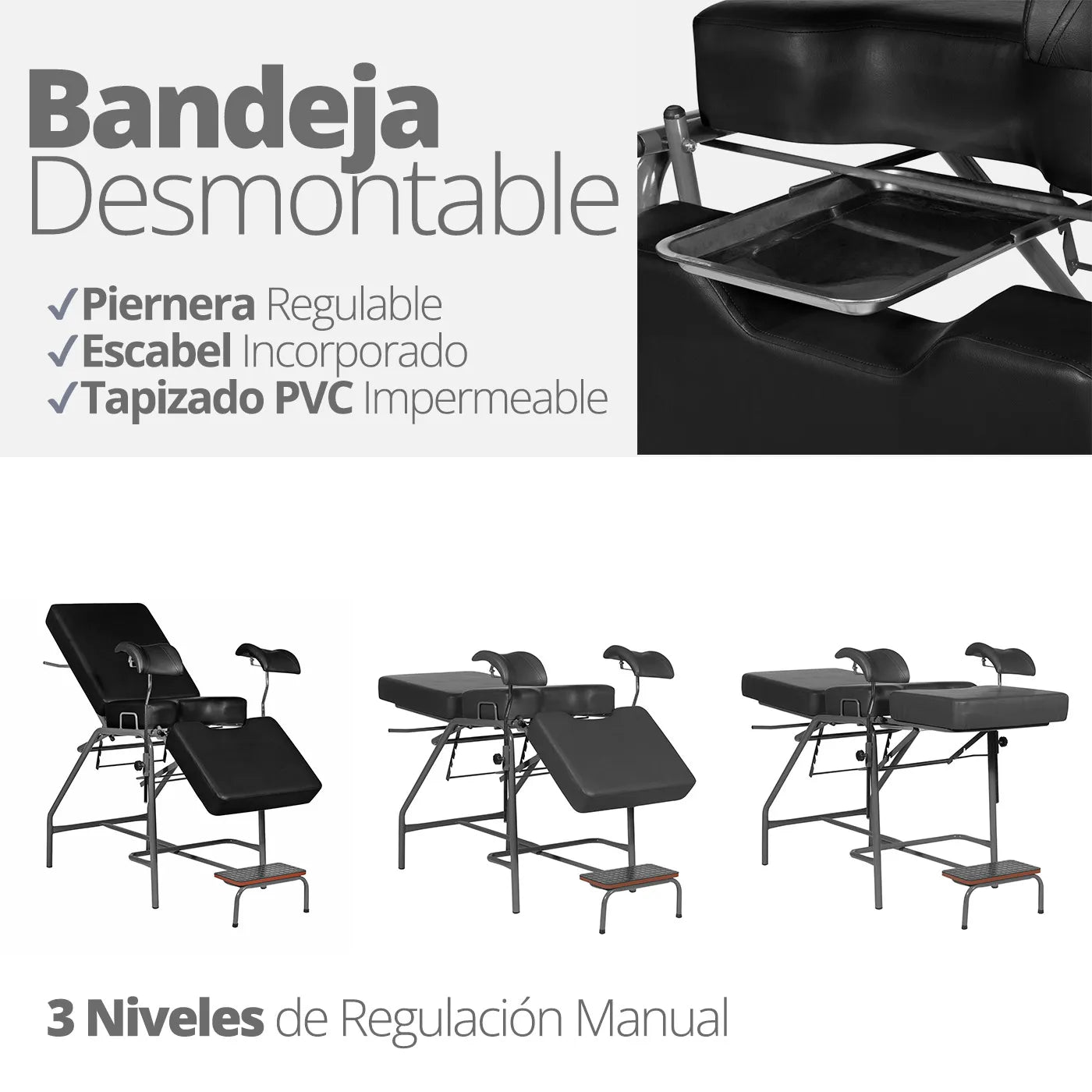 Camilla Ginecológica 3 Posiciones - TOPMEDIC