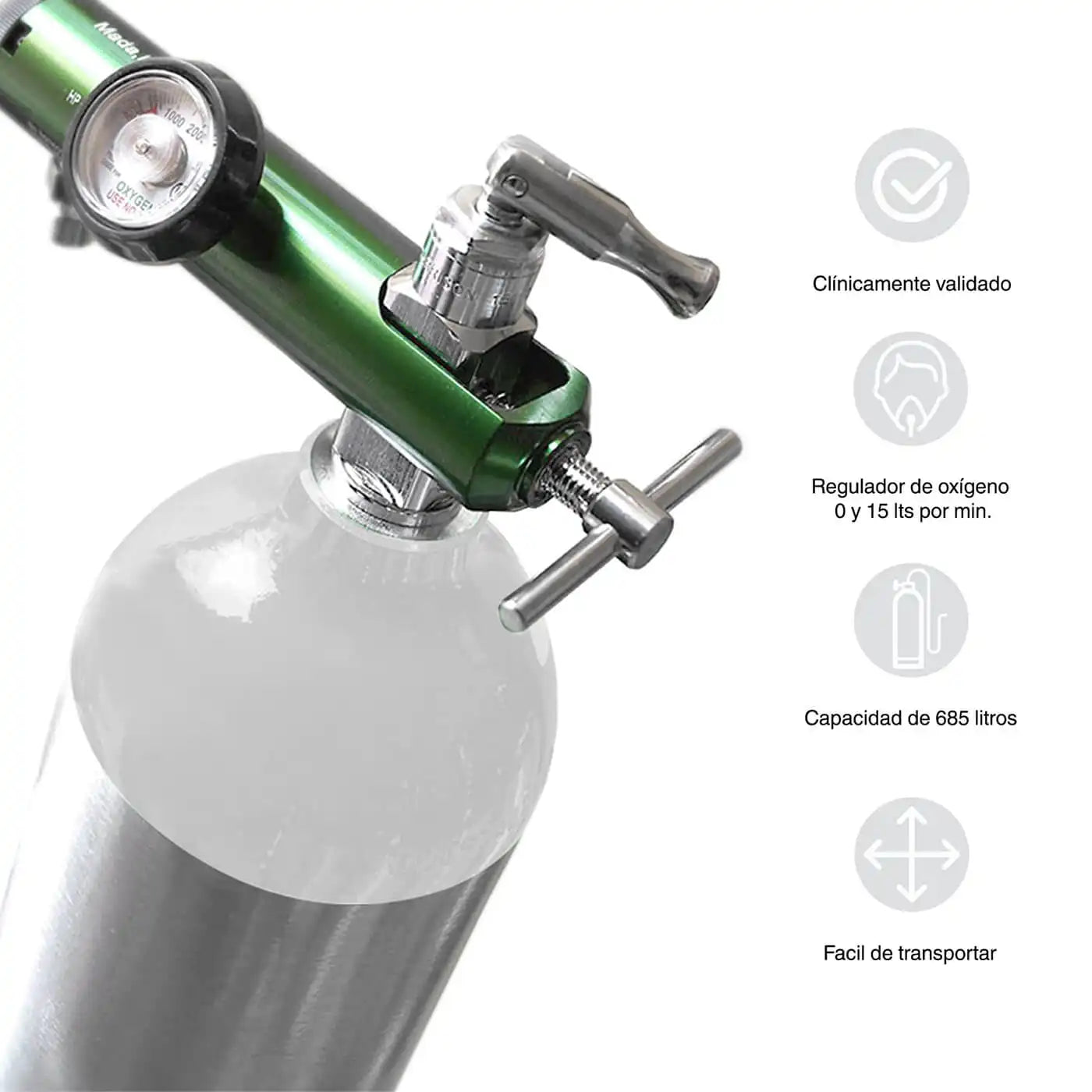 Cilindro Oxígeno Roller con Regulador Adulto 685 Litros - TOPMEDIC