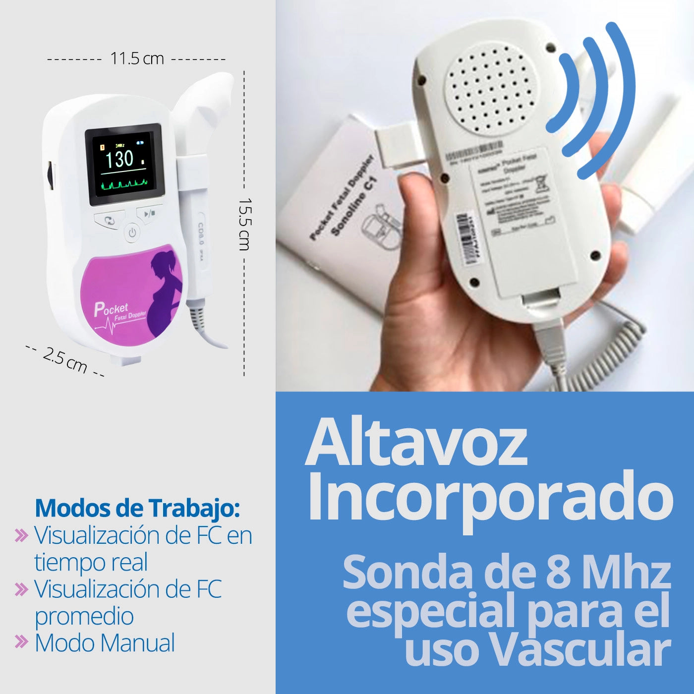 Contec Sonoline C1: Doppler Vascular con Altavoz Incorporado, Batería de Larga Duración y Apagado Automático.