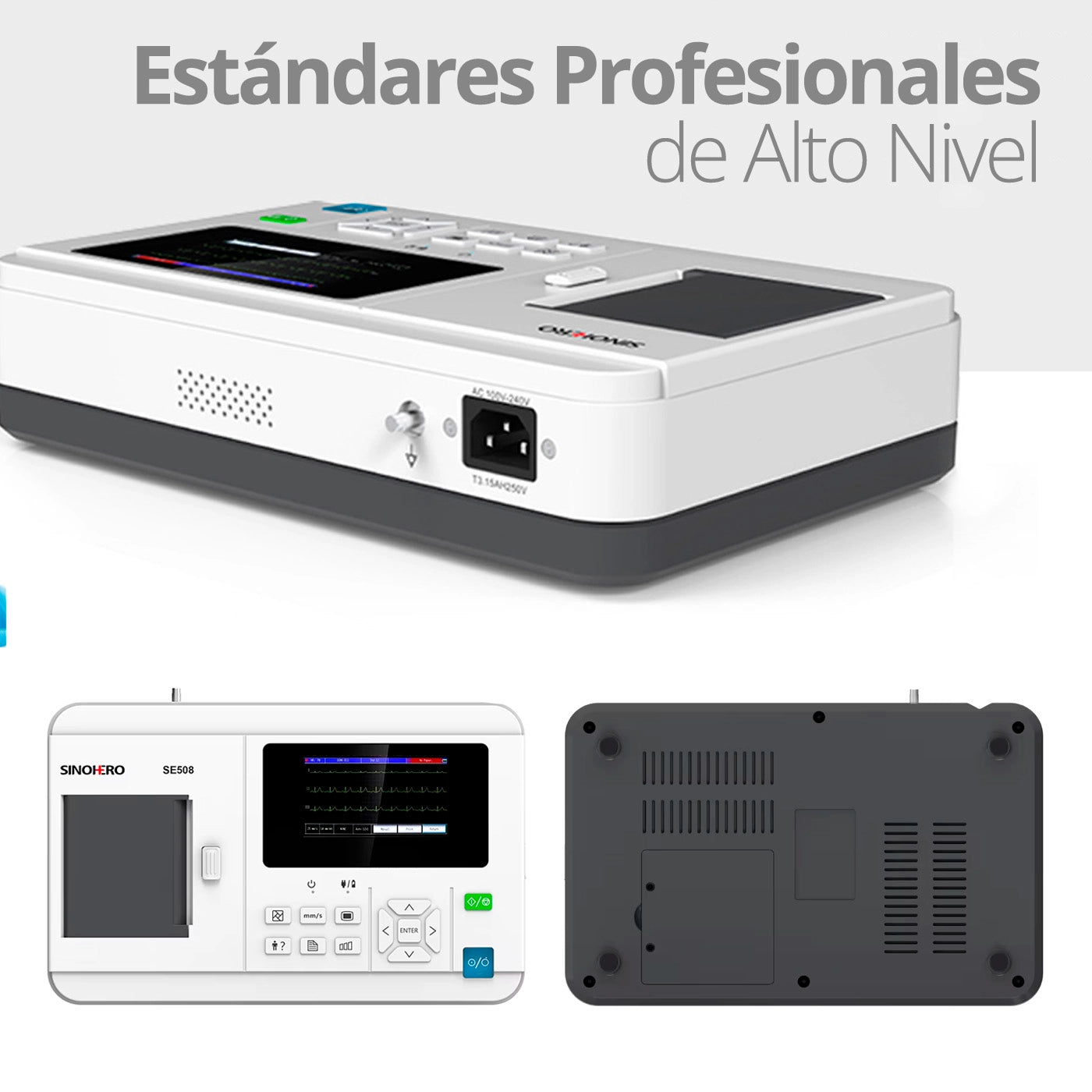 Electrocardiógrafo 3 Canales Sinohero ECG SE508