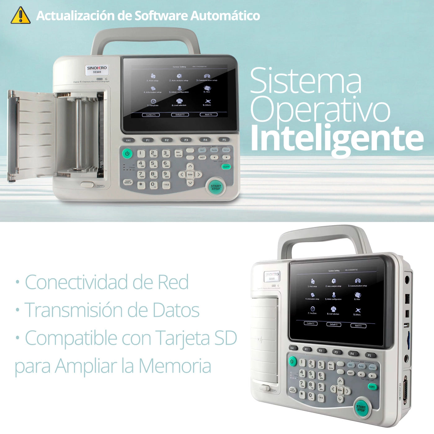 Detalle del puerto USB múltiple del Sinohero SE608 Plus para periféricos.