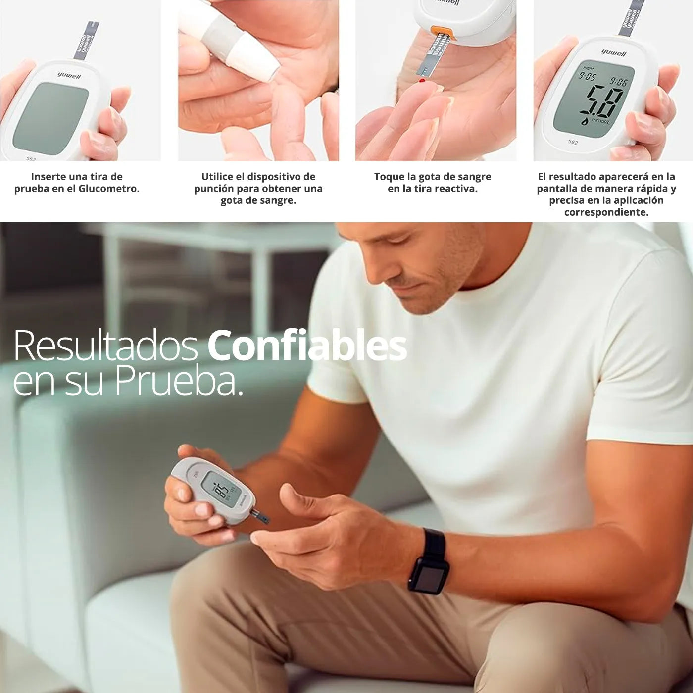 Glucómetro Yuwell 582 100 Cintas 100 Lancetas - TOPMEDIC