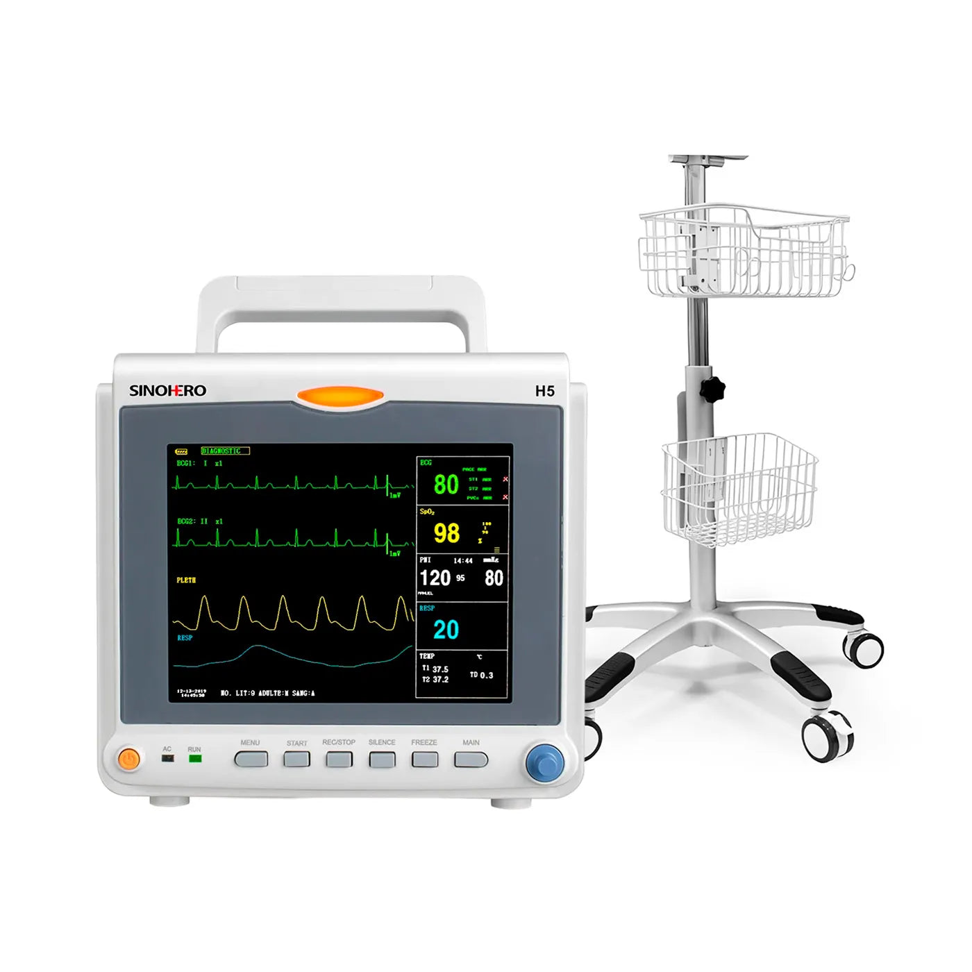 Monitor Multiparámetros Sinohero H5 + ETCO2 + Carro 2 Canastas
