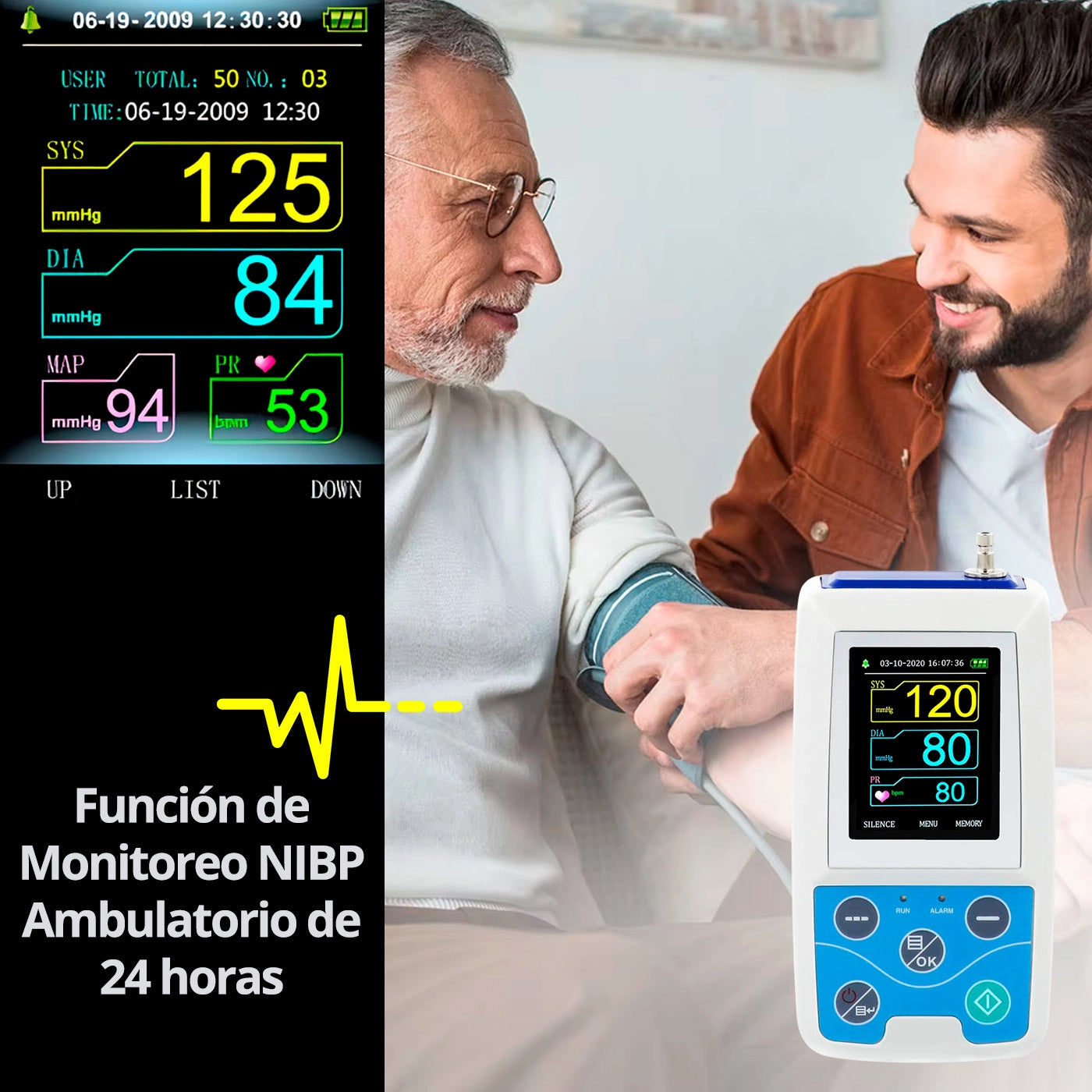 Holter de Presión Contec ABPM50 con Conector de Brazaletes Intercambiables