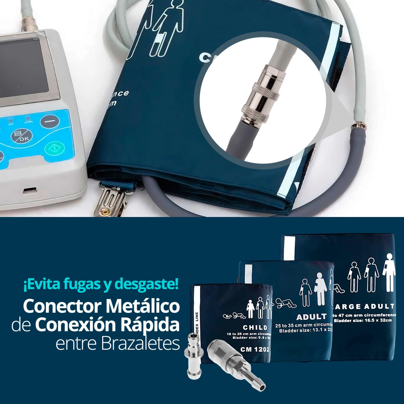 Holter de Presión Contec ABPM50 con Conector de Brazaletes Intercambiables