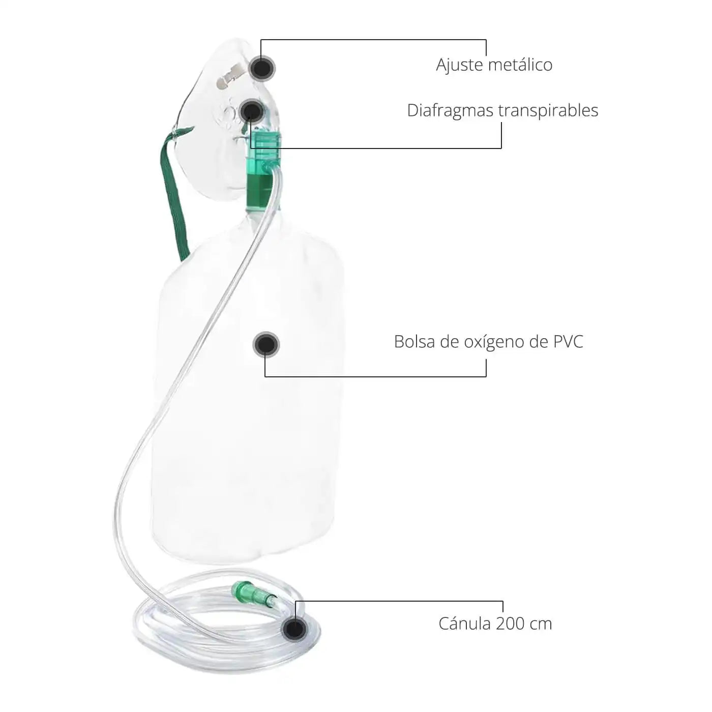 Mascarilla Oxígeno Alta Concentración con Reservorio - TOPMEDIC