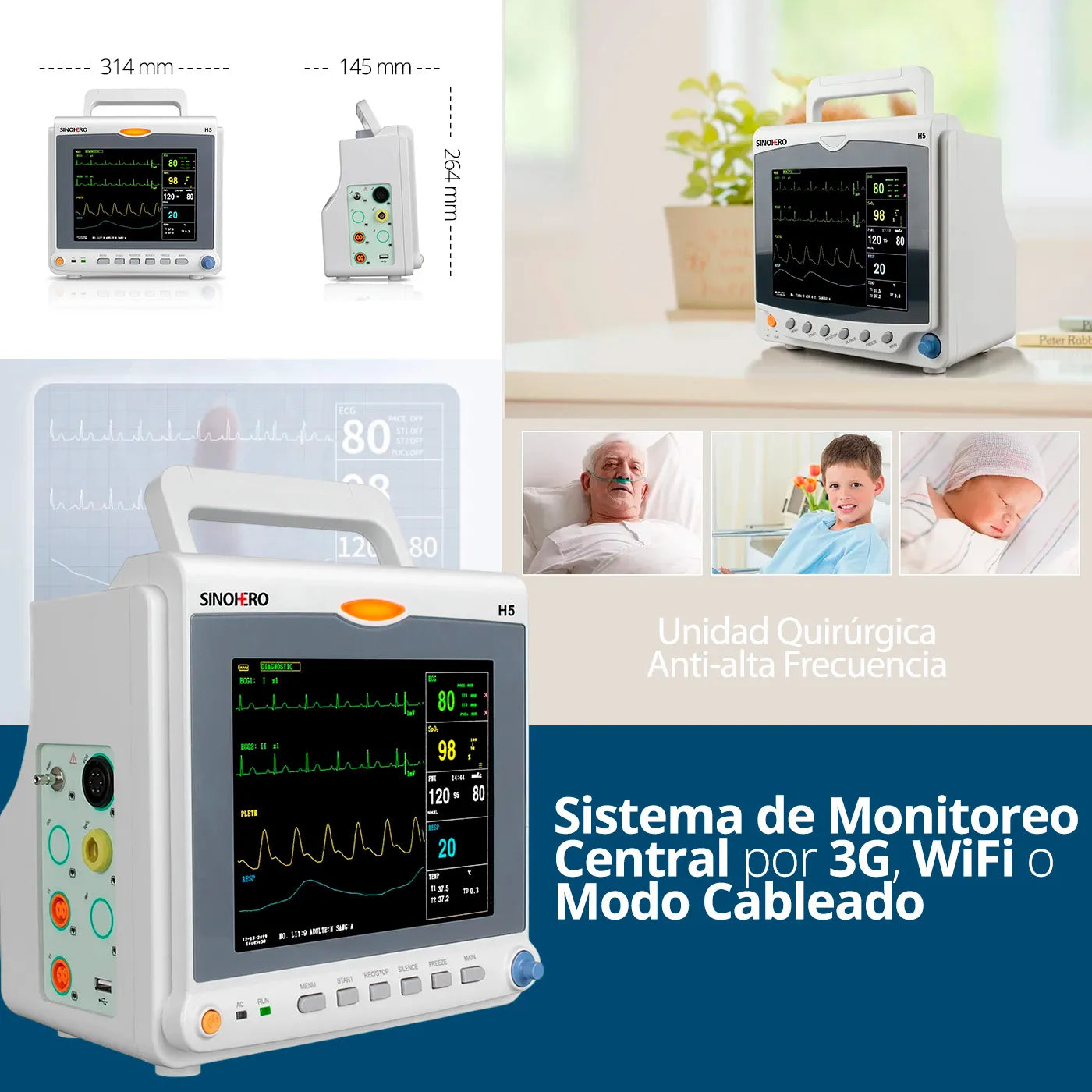 Signos Vitales Multiparámetros Sinohero H5 - TOPMEDIC