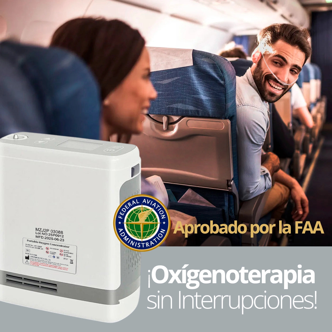 Concentrador de Oxígeno Portátil Longfian JAY1000P 6Hrs