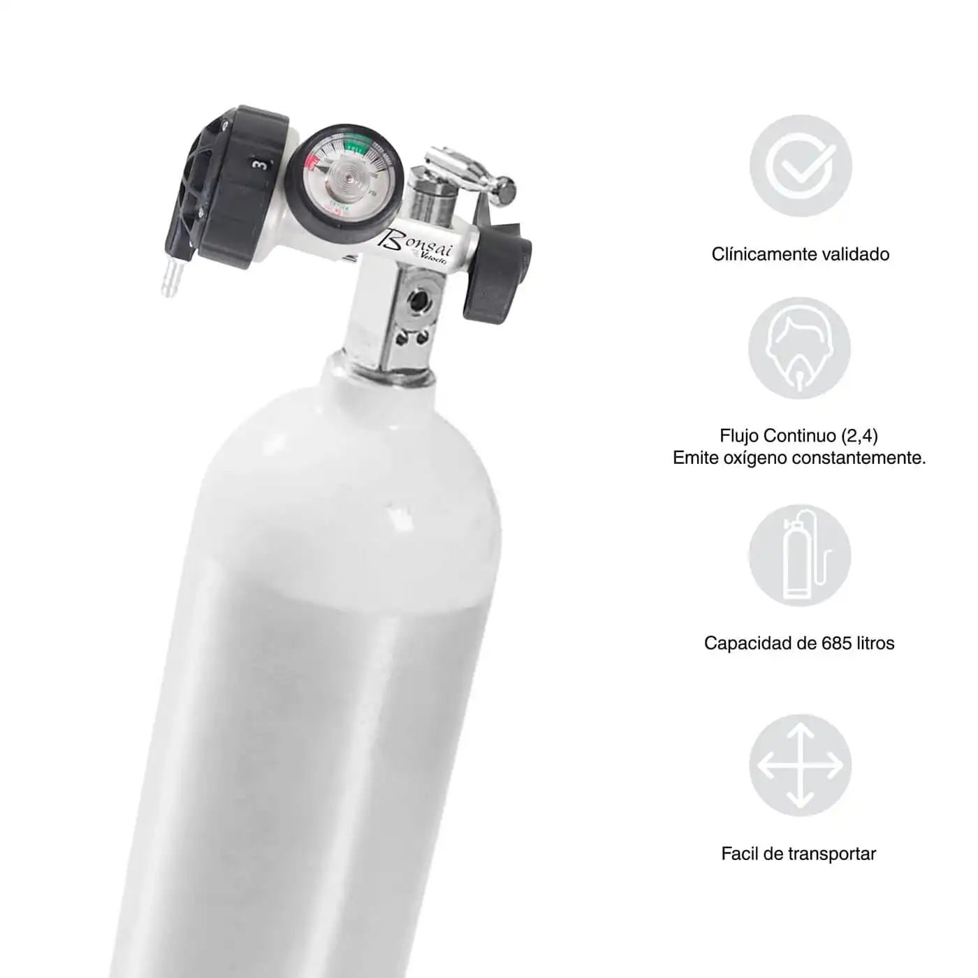 Cilindro Oxigeno Continuo A Pulso Tipo E - TOPMEDIC