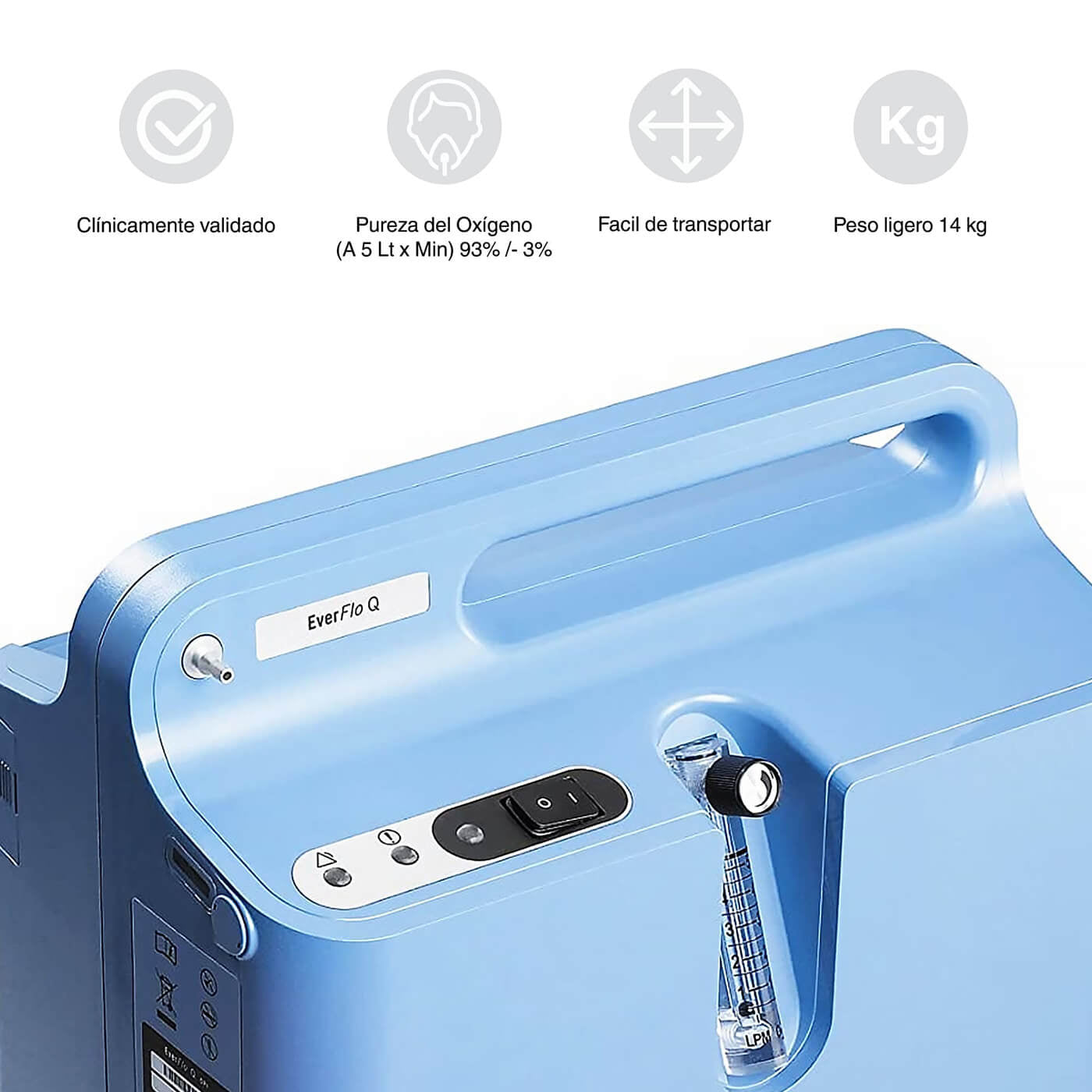 Concentrador de Oxígeno EverFlo con Kit Oxígeno Portátil - TOPMEDIC
