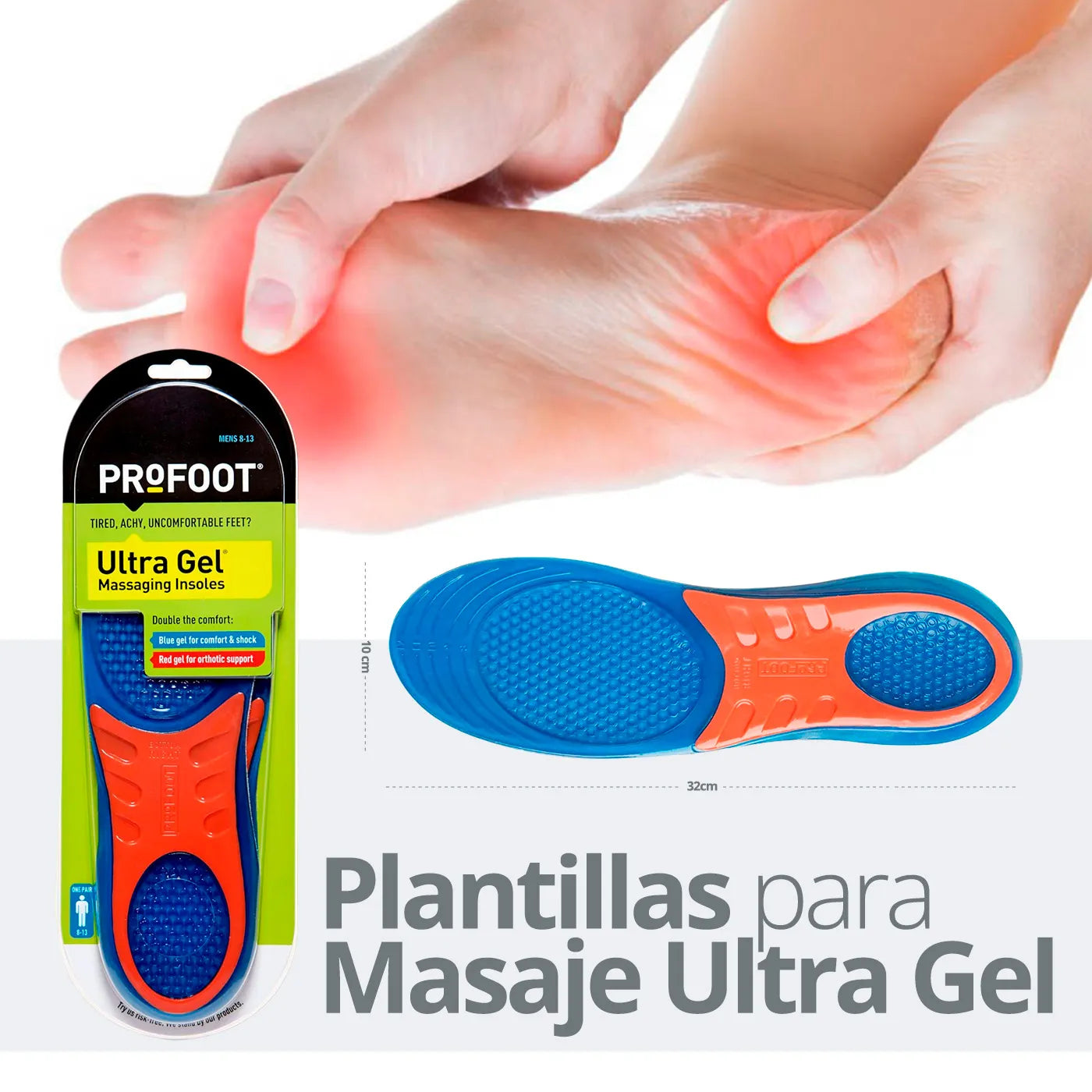 Plantillas Ortopédicas Recortable Masaje Ultra Gel Profoot - TOPMEDIC