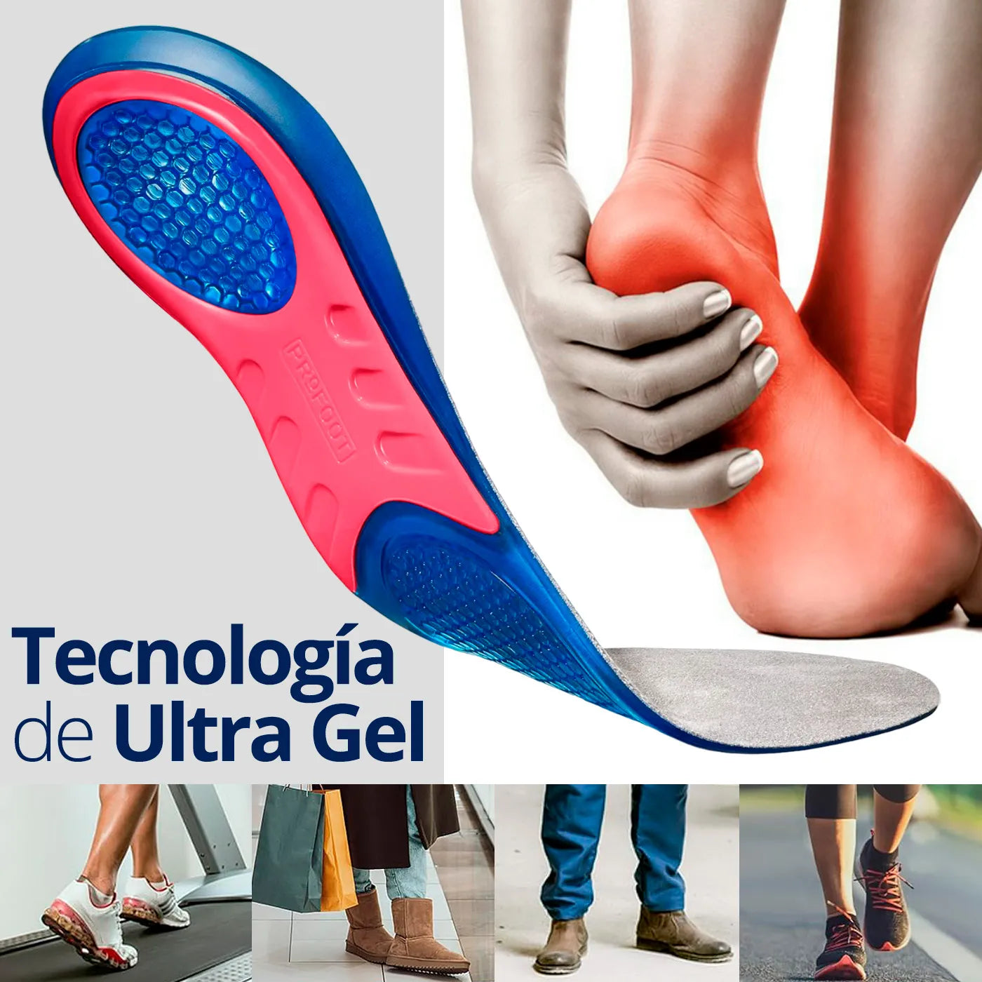Plantillas Ortopédicas Recortable Masaje Ultra Gel Profoot - TOPMEDIC