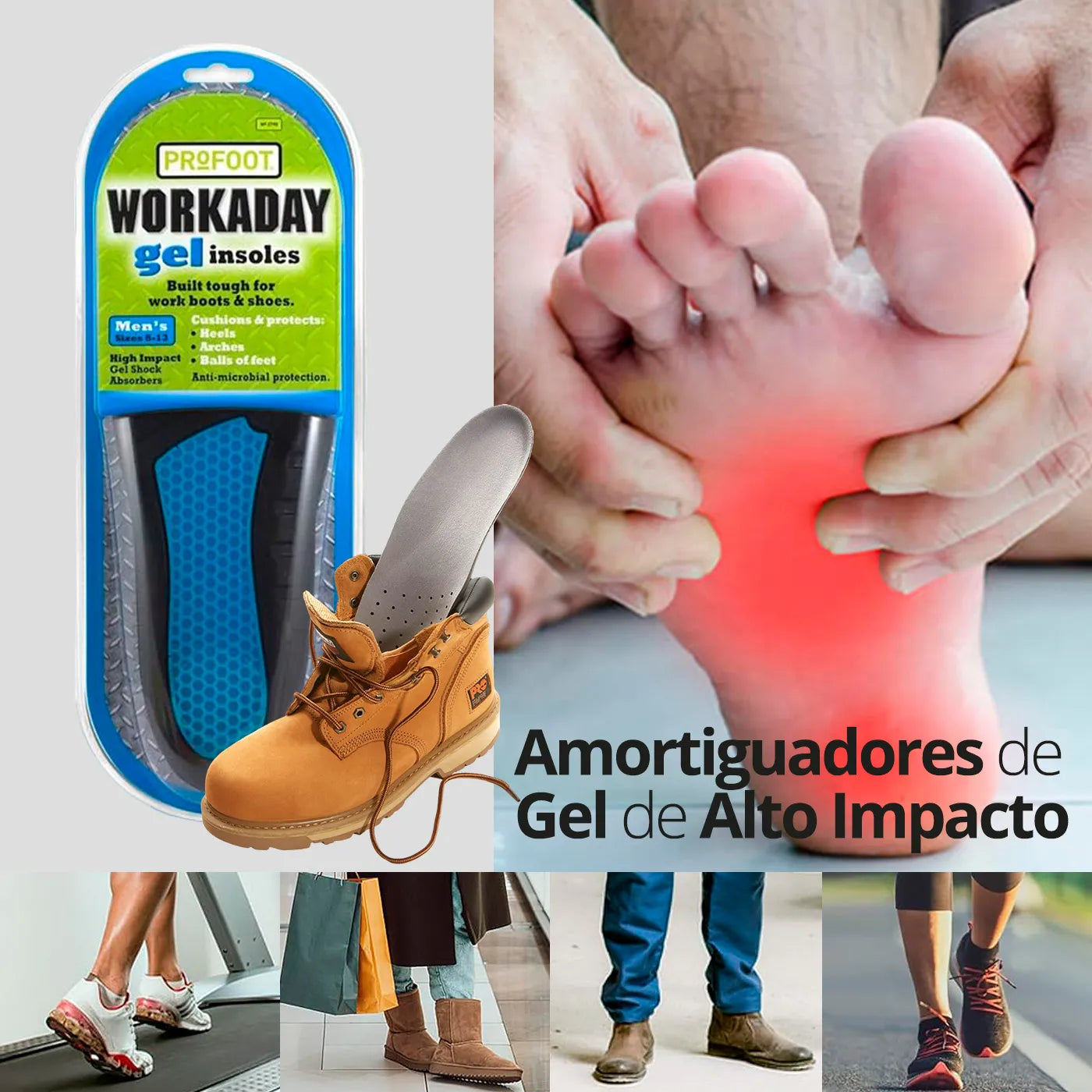 Plantillas Ortopédicas Recortable Trabajo de Alto Impacto Profoot - TOPMEDIC