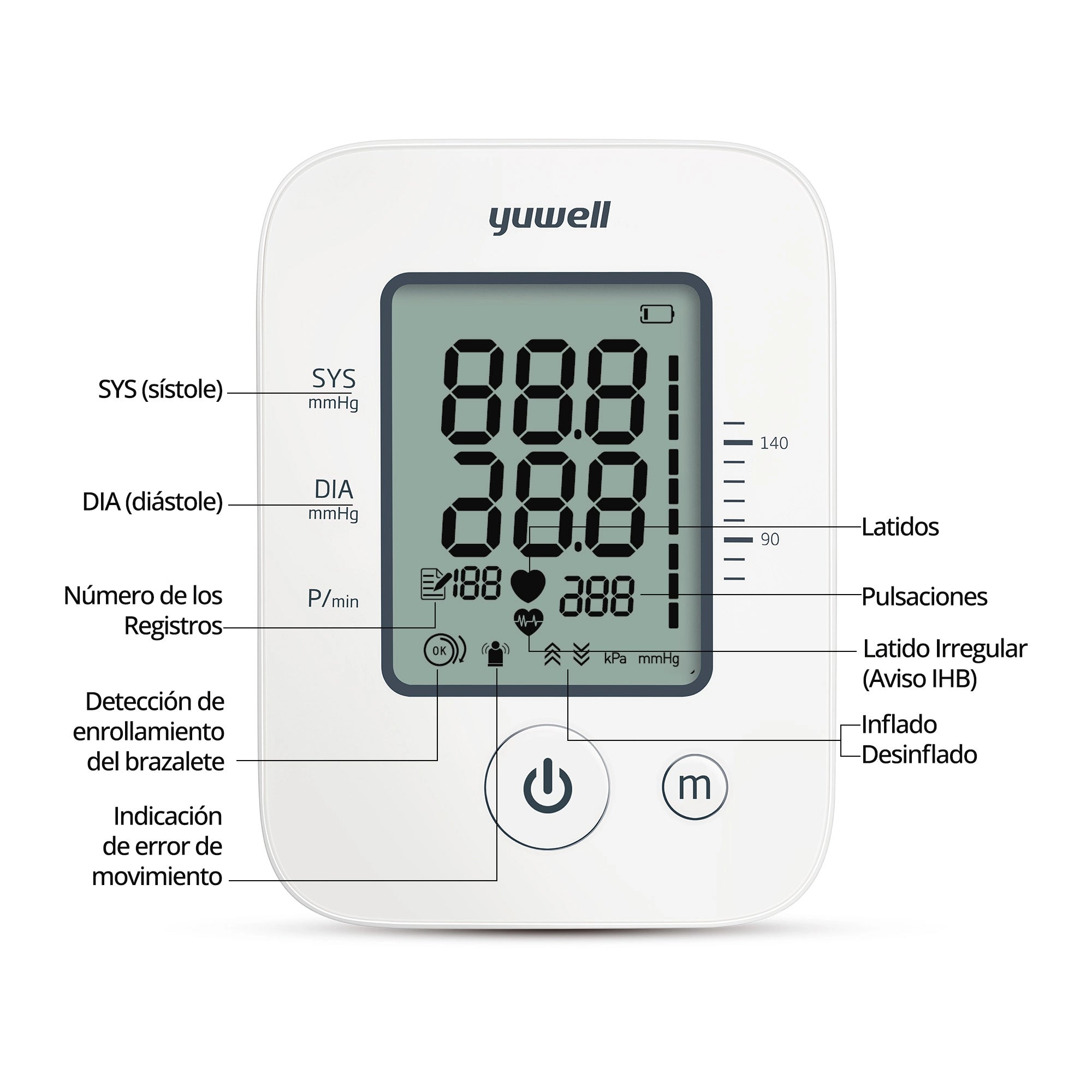 Toma Presión Yuwell YE660D con Voz + Tallímetro Digital