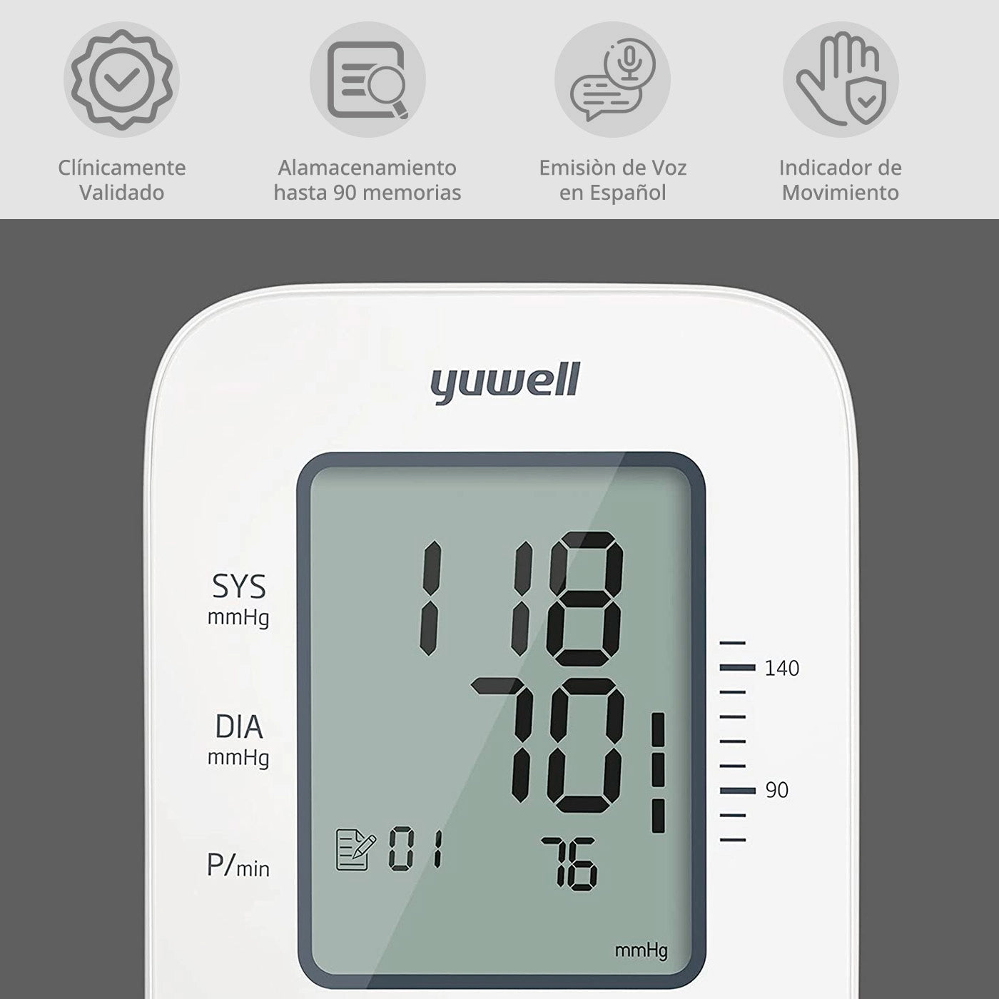 Toma Presión Yuwell YE660D con Indicador de Voz