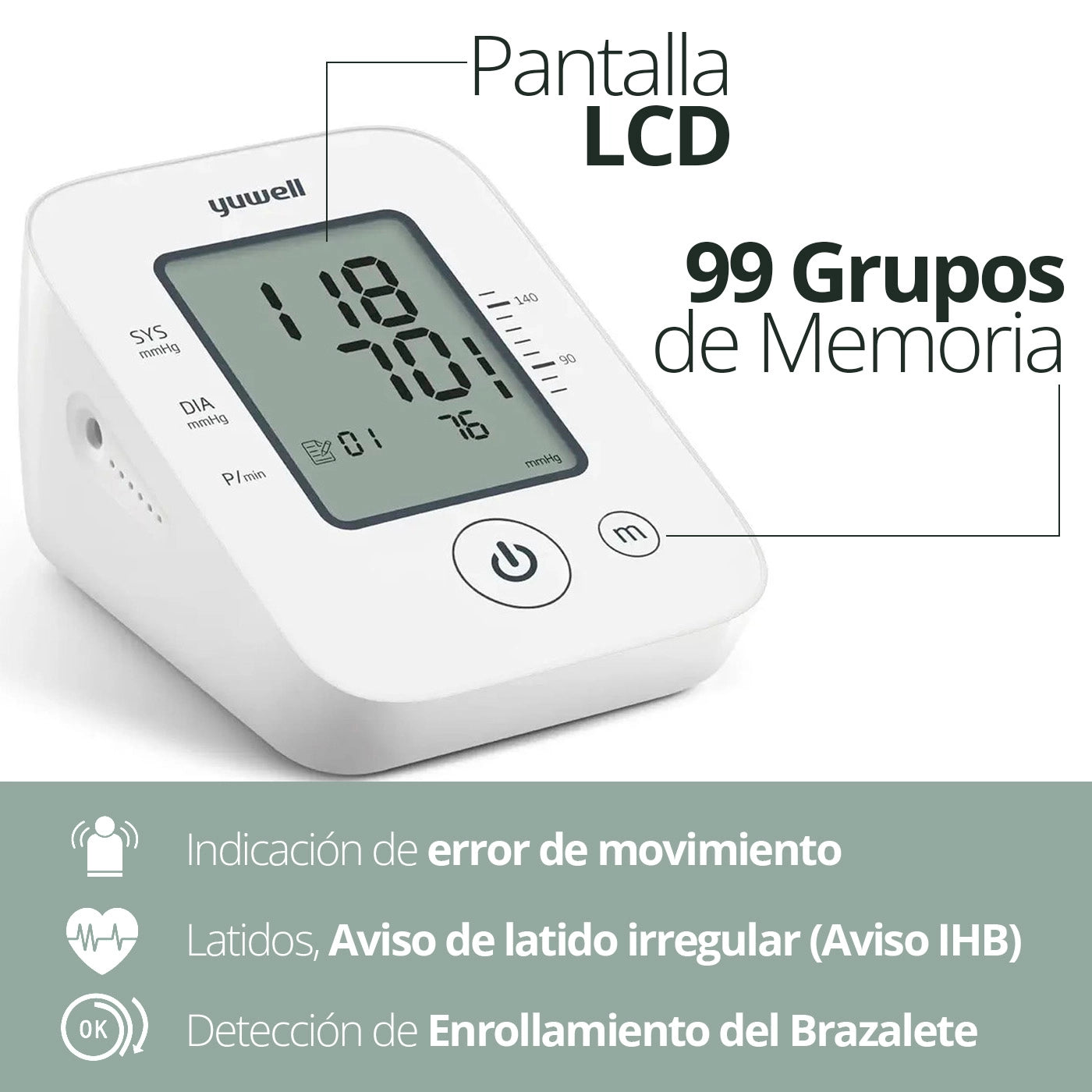 Toma Presión Yuwell YE660D con Indicador de Voz