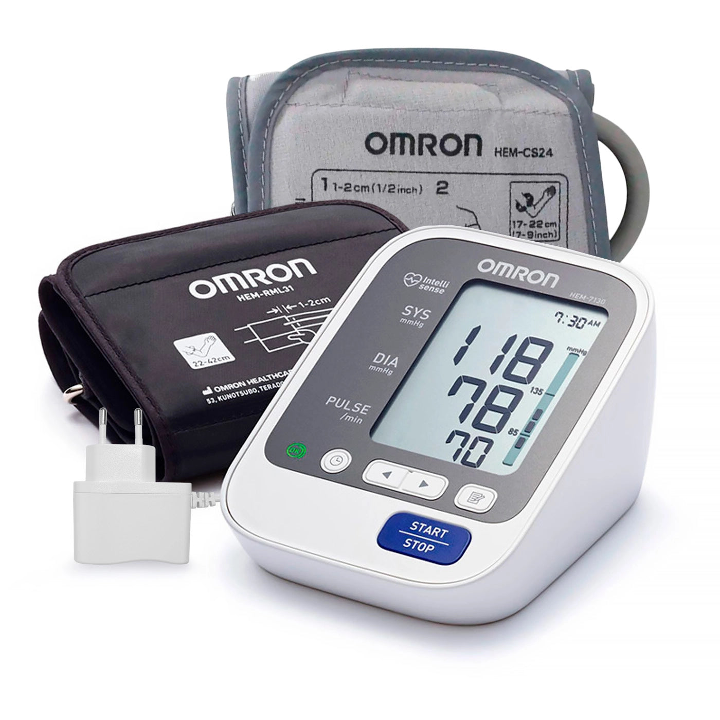 Toma Presión Omron 7130 + Bzte Adulto y Pediátrico + Adaptador Eléctrico
