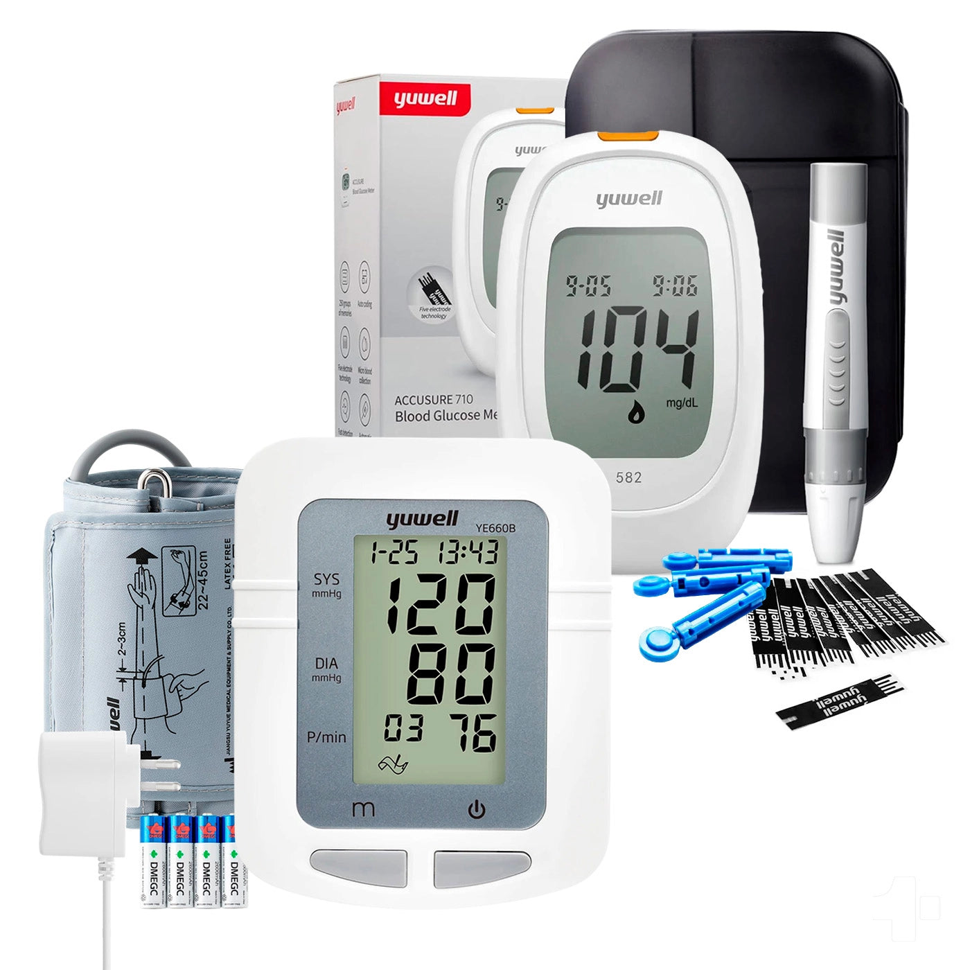 Toma Presión YE660B + Glucómetro Yuwell 582