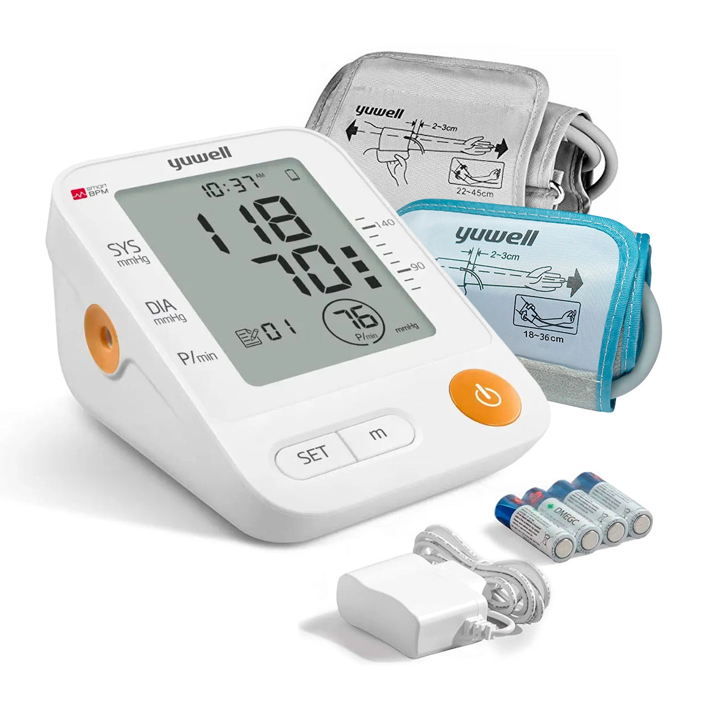 Toma Presión Yuwell YE670D + Bzte Adulto y Pediátrico + Adaptador Eléctrico