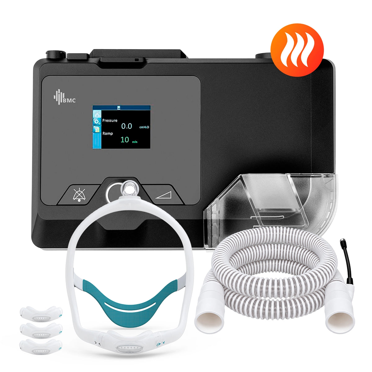 AutoCPAP BMC G2S A20 con máscara premium nasal N6S de 3 tallas y tubo calefaccionado