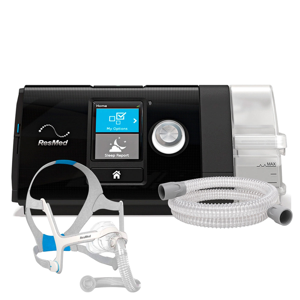 AutoCPAP ResMed AirSense 10 con máscara nasal ResMed N20 y tubo estándar