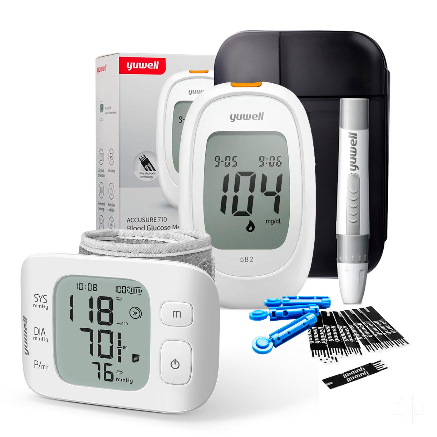 Toma Presión YE8800AR + Glucometro Yuwell 582