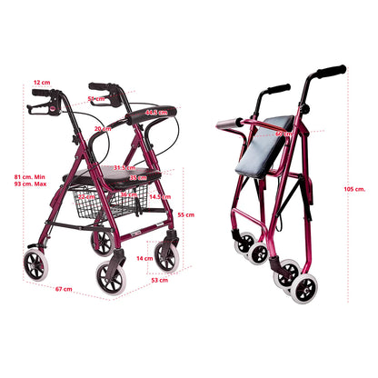 Andador Plegable Ajustable con Asiento - TOPMEDIC