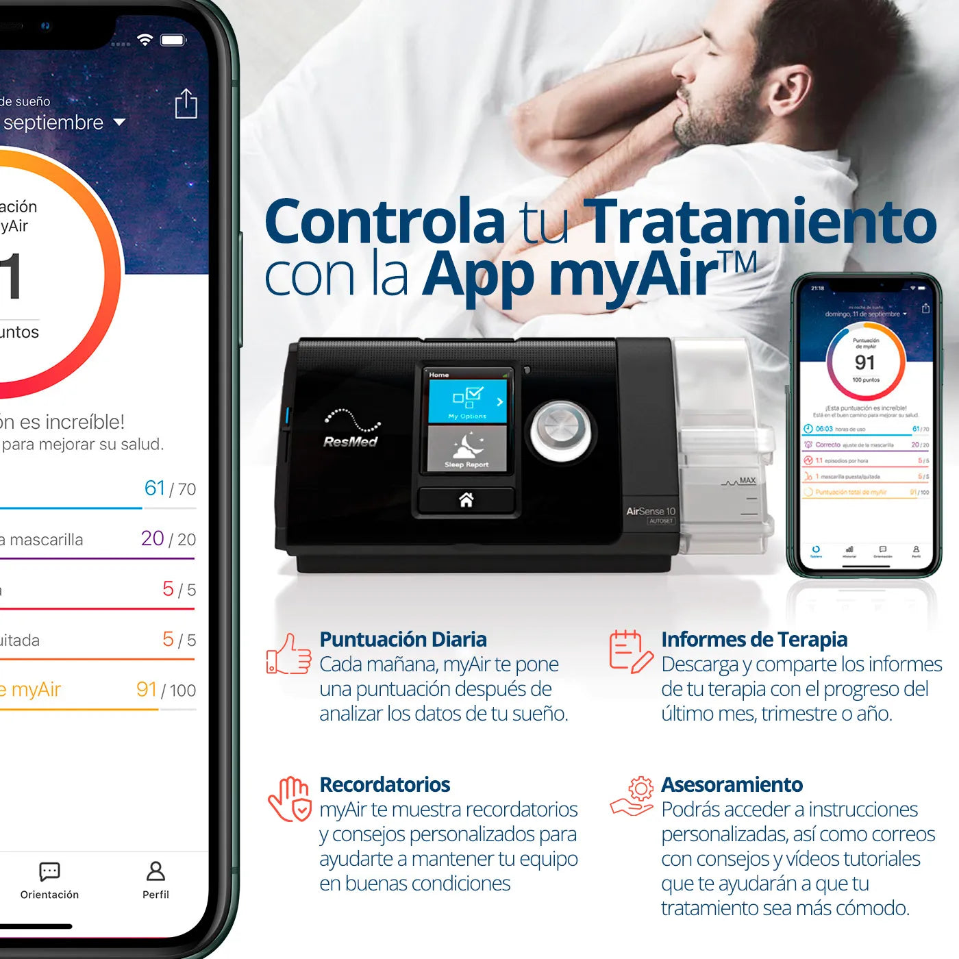 Auto Cpap ResMed AirSense 10 y Tubo Calefaccionado - TOPMEDIC