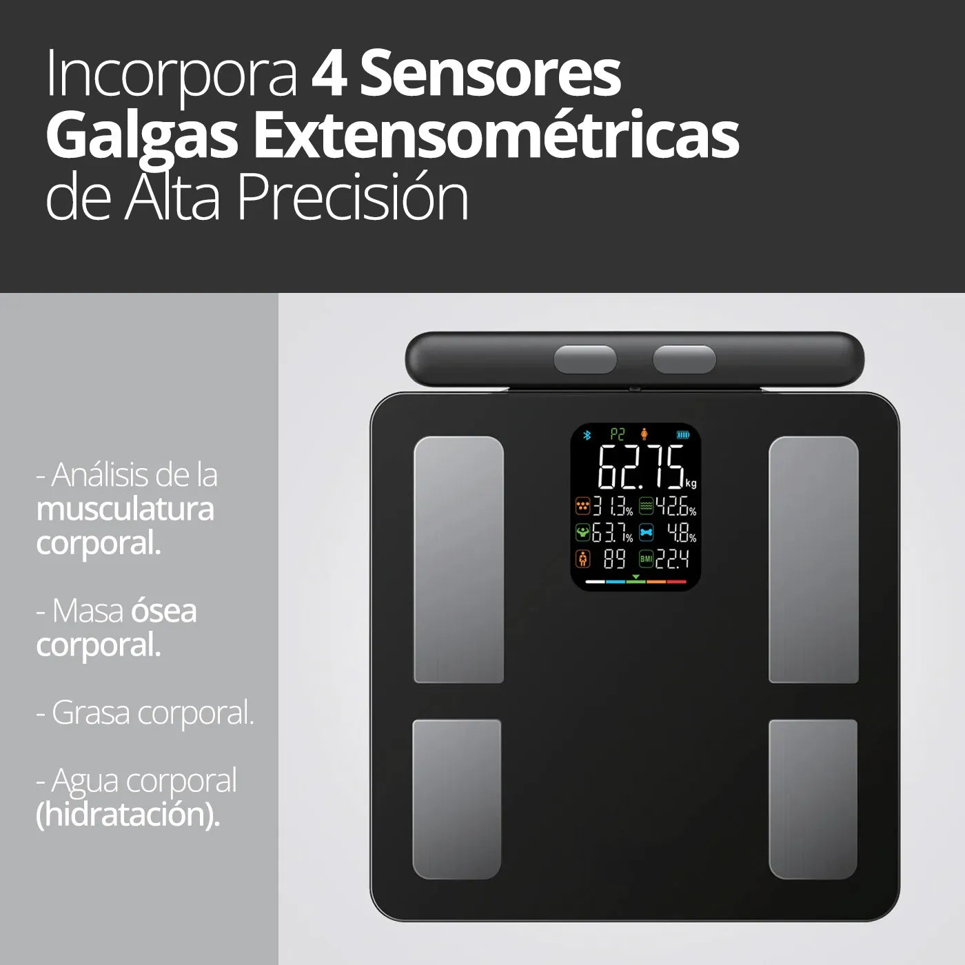 Balanza Inteligente Bioimpedancia de 27 Mediciones Corporales