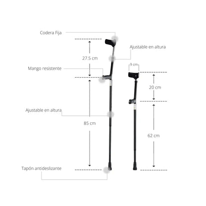 Bastón Canadiense Regulador de Altura Doble - TOPMEDIC