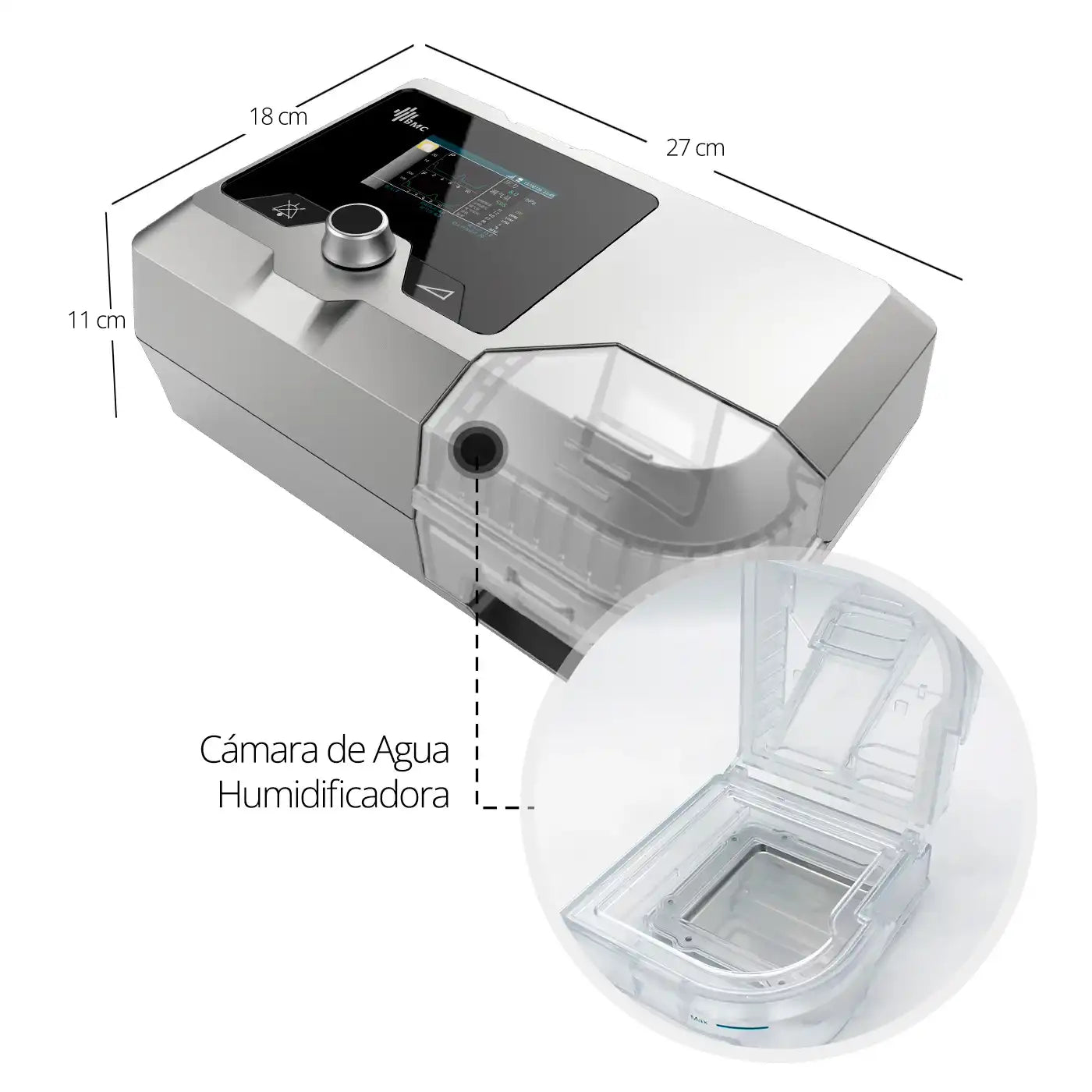 Bipap BMC G2 B25A con Máscara y Humidificador Avanzado - TOPMEDIC