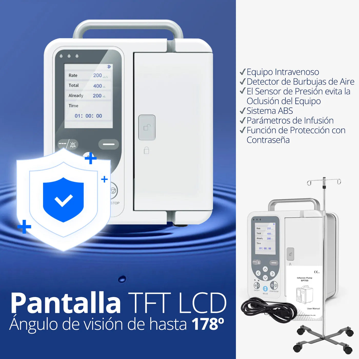 Bomba de Infusión Contec SP750 con Porta Suero - TOPMEDIC