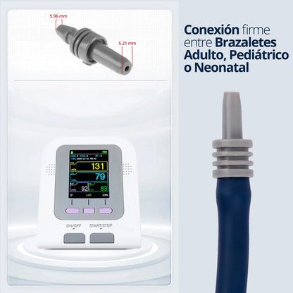 Accesorio de conector para brazalete del monitor Contec 08A, ideal para mediciones precisas de presión arterial en adultos y neonatos