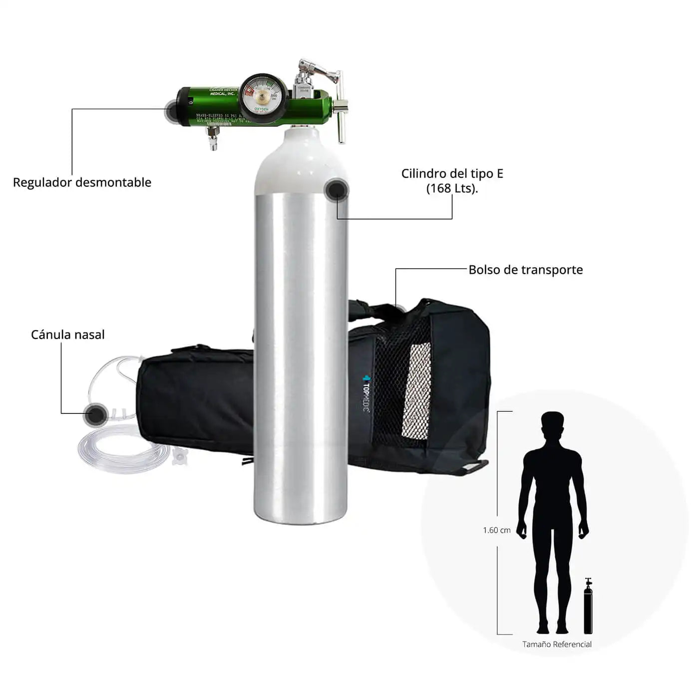 Cilindro de Oxígeno Adulto 168 Litros - TOPMEDIC