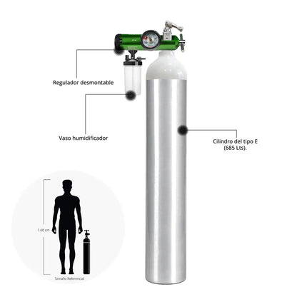 Cilindro de Oxígeno Tipo E de 685 Litros - TOPMEDIC