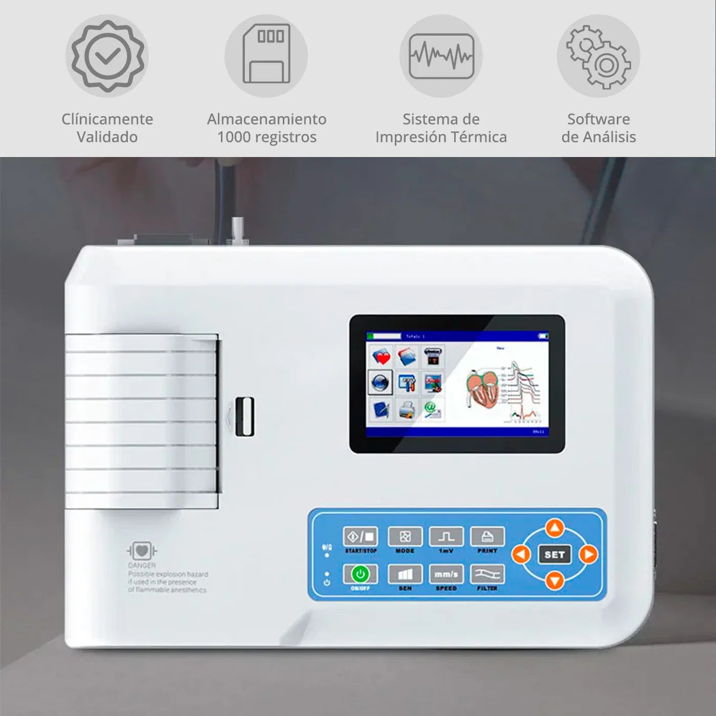 Electrocardiógrafo ECG 300G 3 Canales Contec con Carro Z - TOPMEDIC