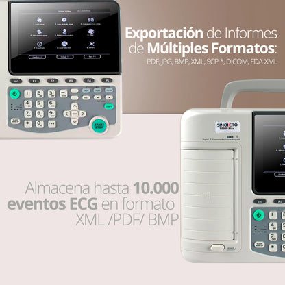 Vista lateral del ECG Sinohero SE509 Plus destacando el diseño compacto y portátil.