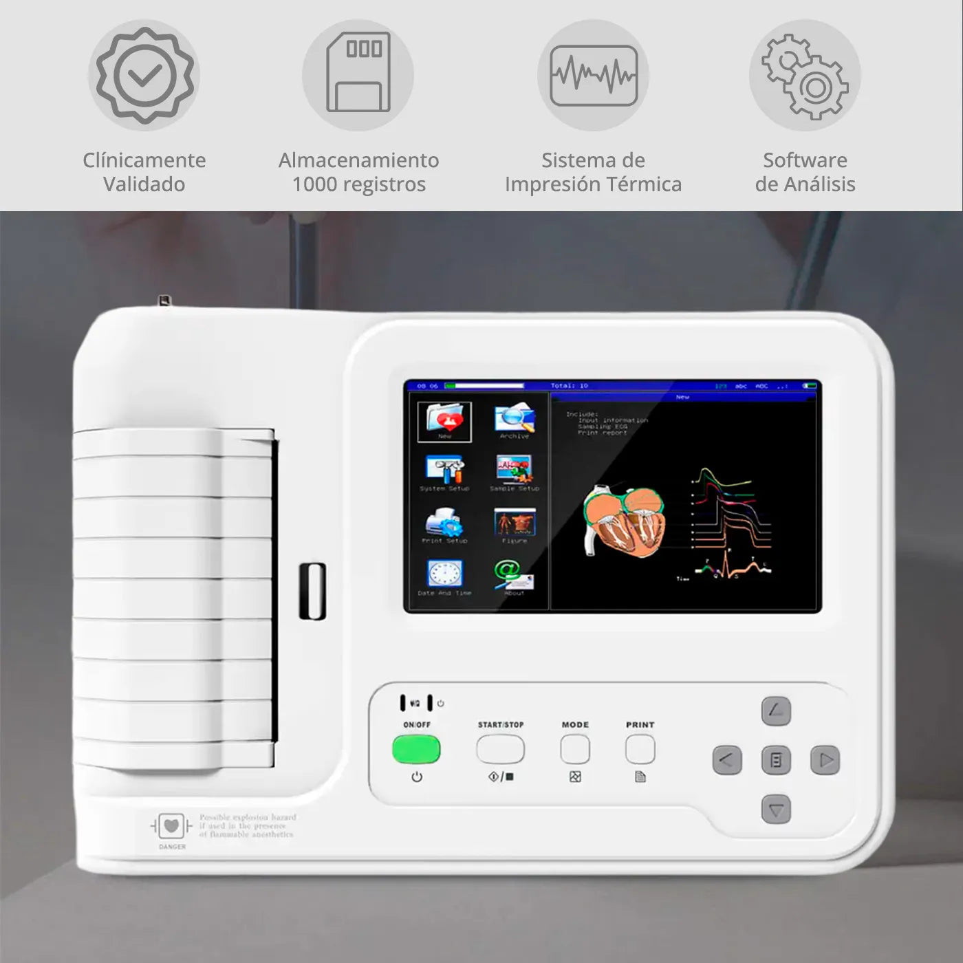 Electrocardiógrafo ECG 600G 6 Canales Contec con Carro Z - TOPMEDIC