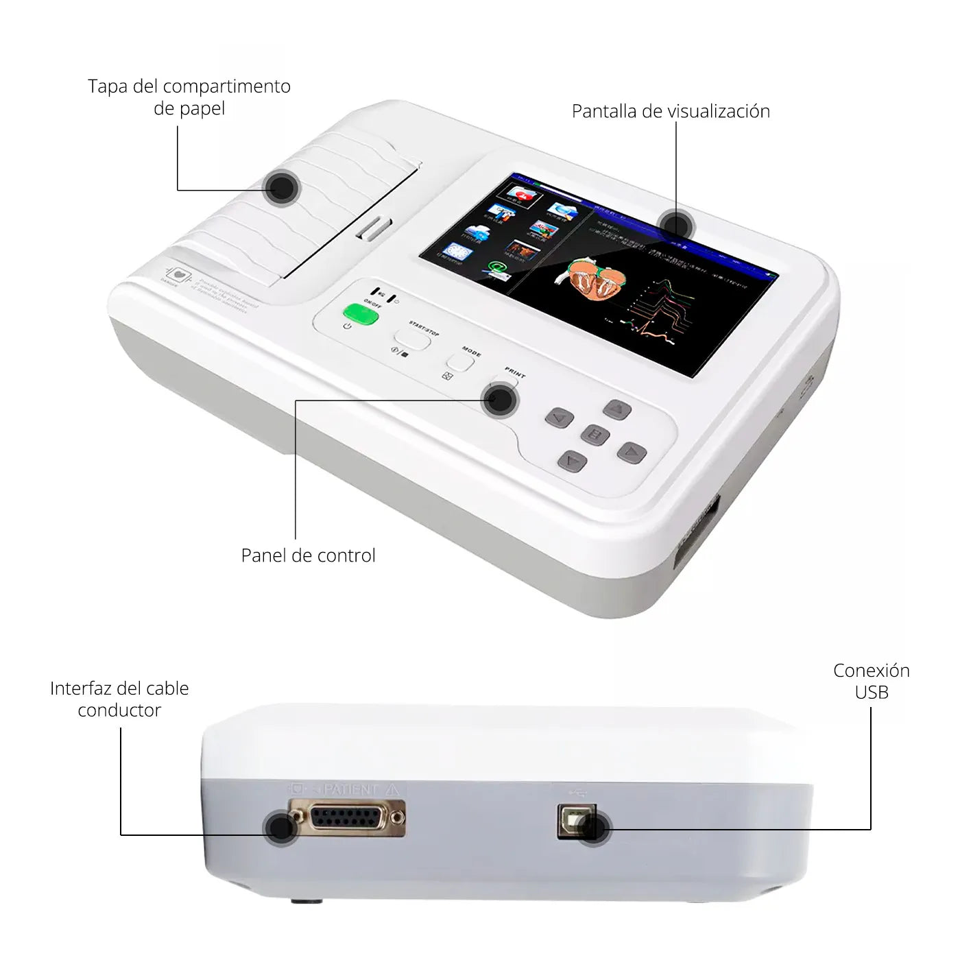 Electrocardiógrafo ECG 600G 6 Canales Contec con Carro Z - TOPMEDIC