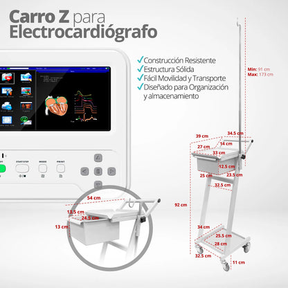 Electrocardiógrafo ECG 600G 6 Canales Contec con Carro Z - TOPMEDIC