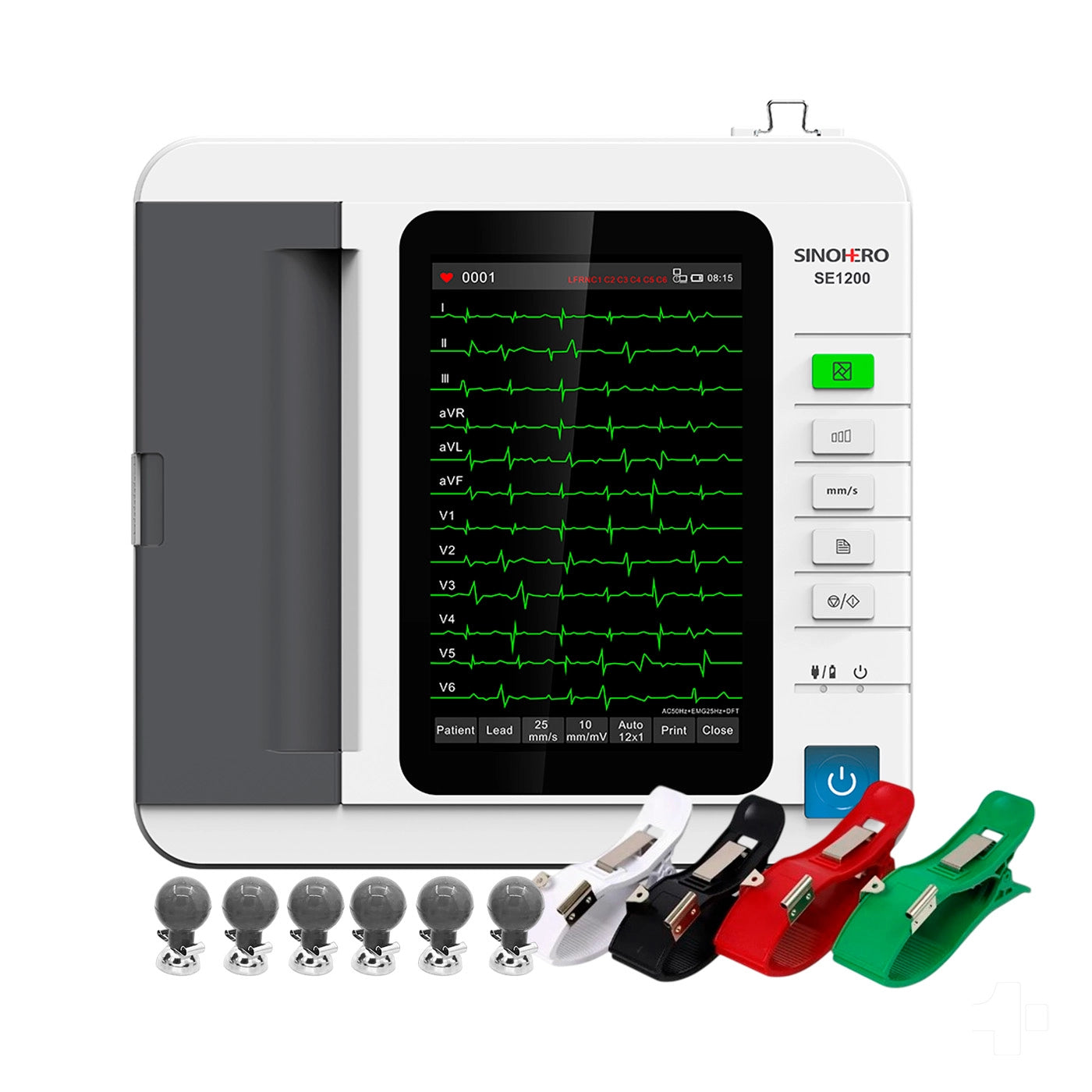 Electrocardiógrafo SE1200 con pantalla táctil de 10,1 pulgadas en uso clínico