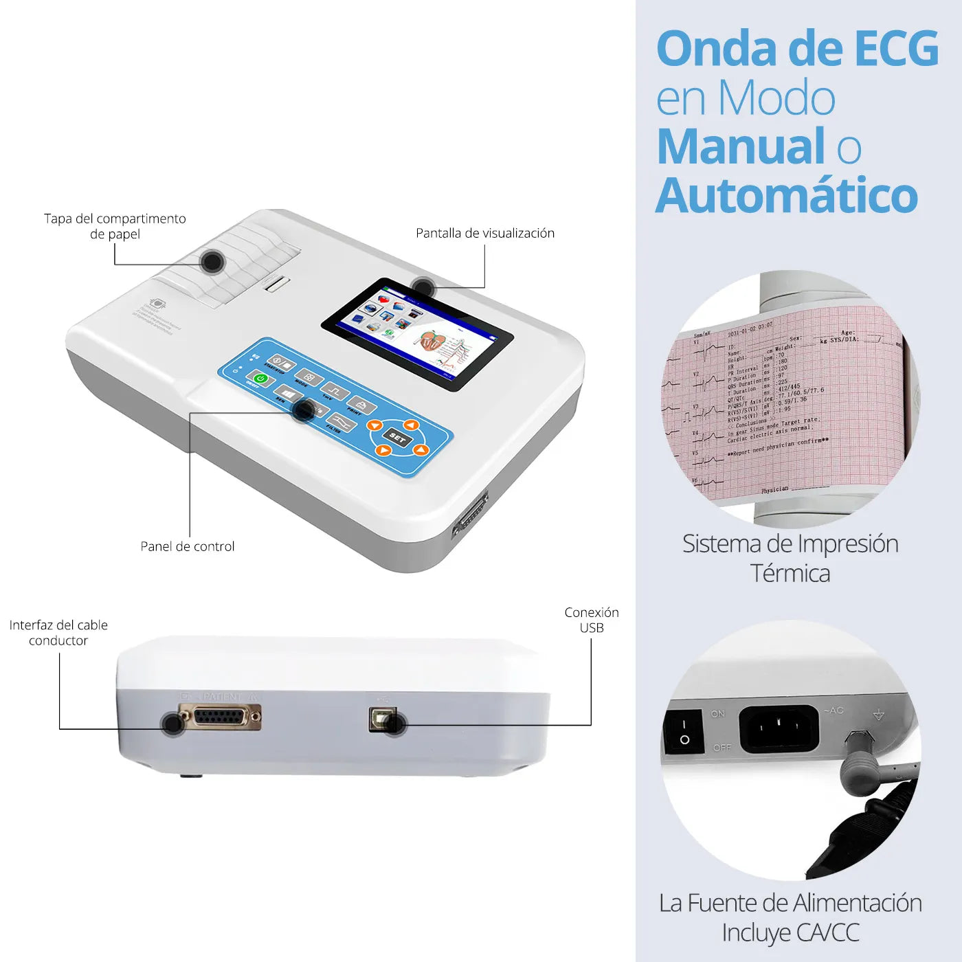 Electrocardiógrafo ECG 300G Contec con Carro Z VET - TOPMEDIC