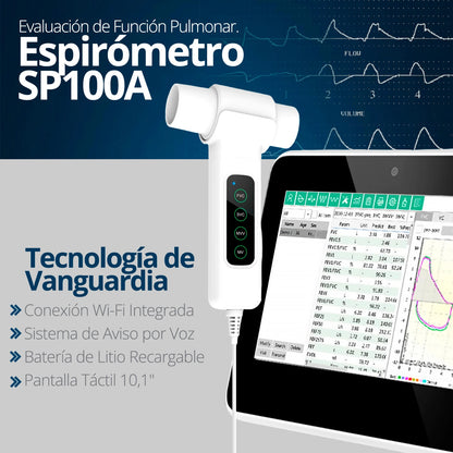 Espirómetro Contec SP100A portátil con función de indicación de voz.