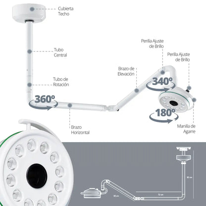 Lámpara Techo Led Quirúrgica - TOPMEDIC