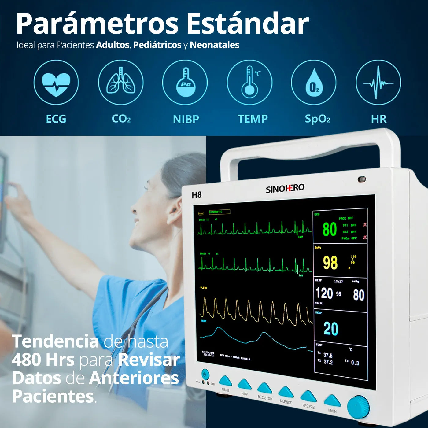 Signos Vitales Multiparámetros Sinohero H8 - TOPMEDIC