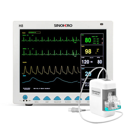 Monitor Multiparámetros Sinohero H8 - ETCO2, ECG, SPO2, FC, NIBP, TEMP, FR y Batería Recargable