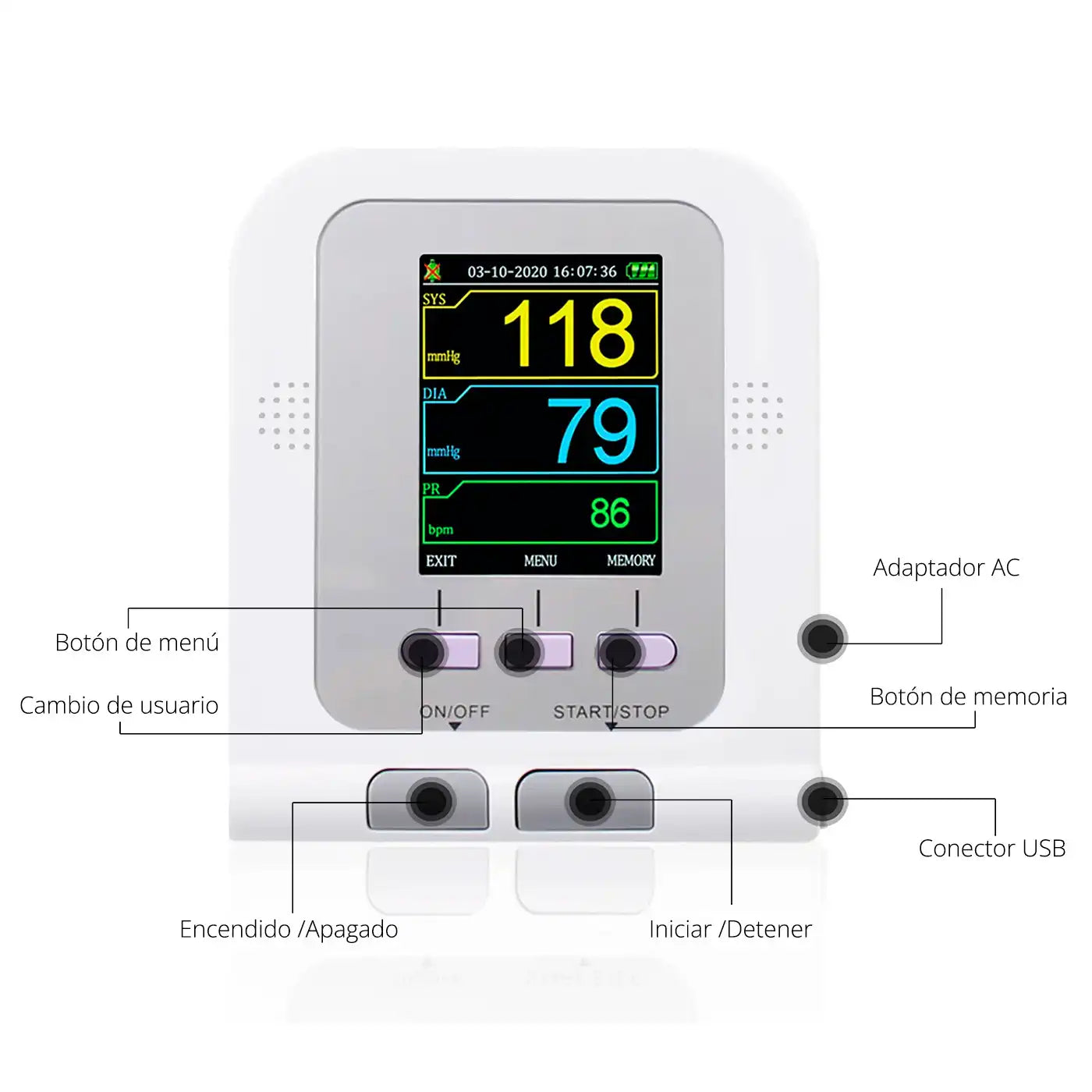 Monitor Signos Vitales Adulto Contec 08A con Oxímetro